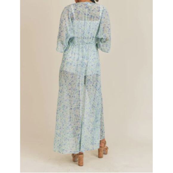 Sadie & Sage The Flask & Feel Sheer Kimono Tie Wrap Top // M - Picture 5 of 13